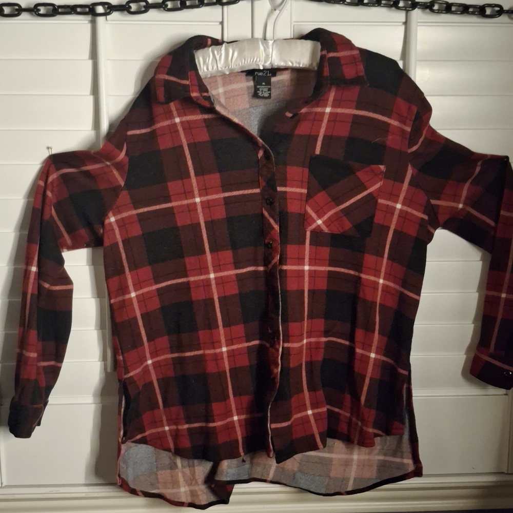 Rue21 Red and Black Checkered Shirt